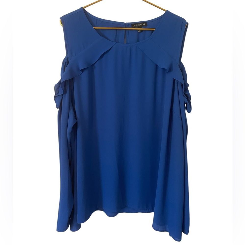 Lane Bryant Long Sleeve, Cold Shoulder Blue Blouse Size 28